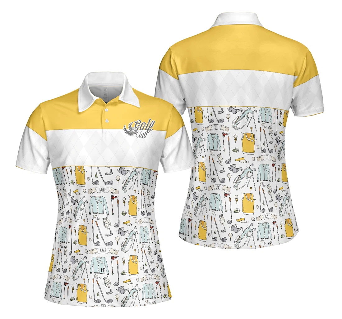 Personalized Golf Symbol And Golf Life In Yellow Best Golf For Ladies - Polo Shirt