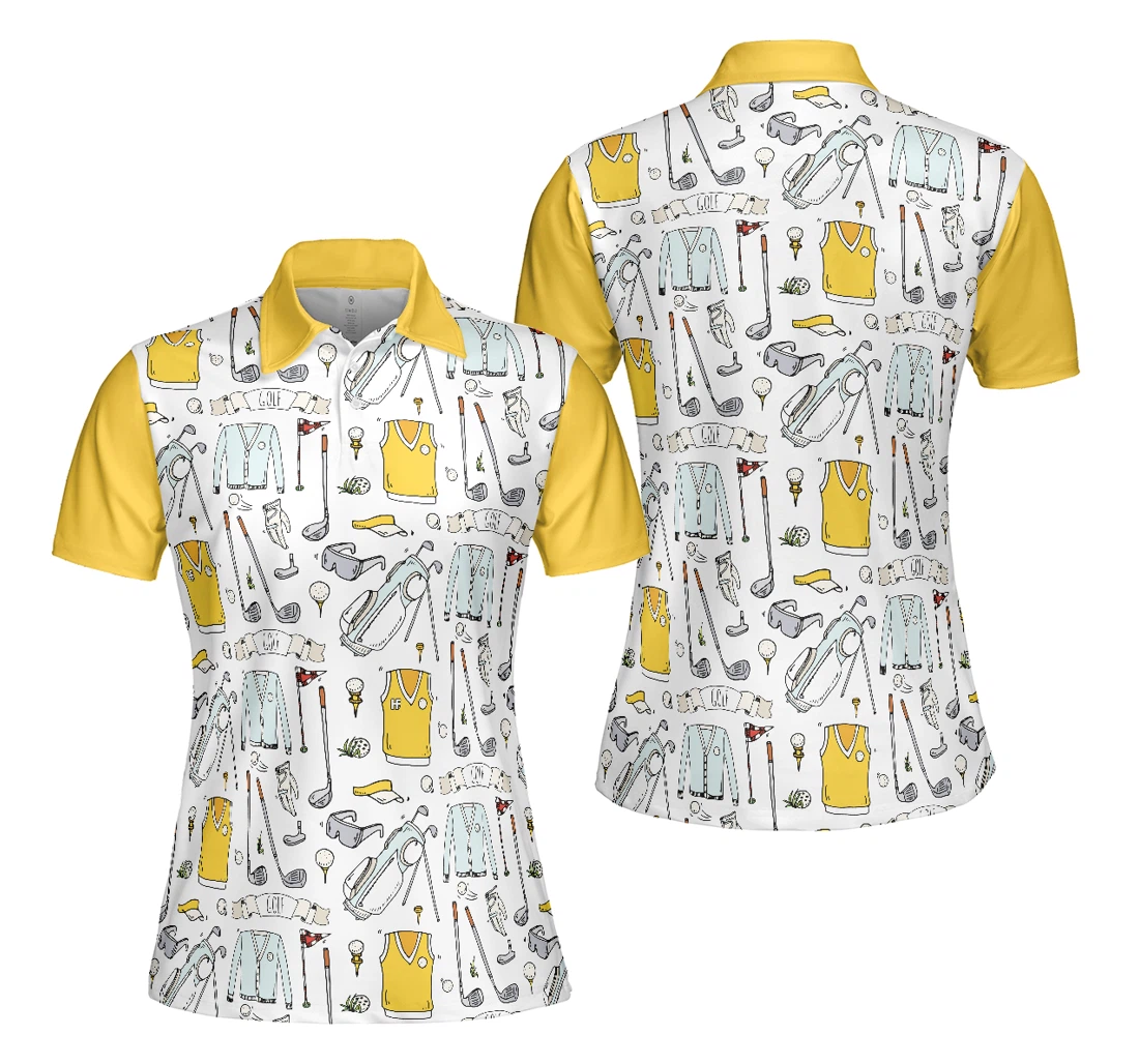 Personalized Golf Symbol And Golf Life In Yellow Best Golf For Ladies - Polo Shirt