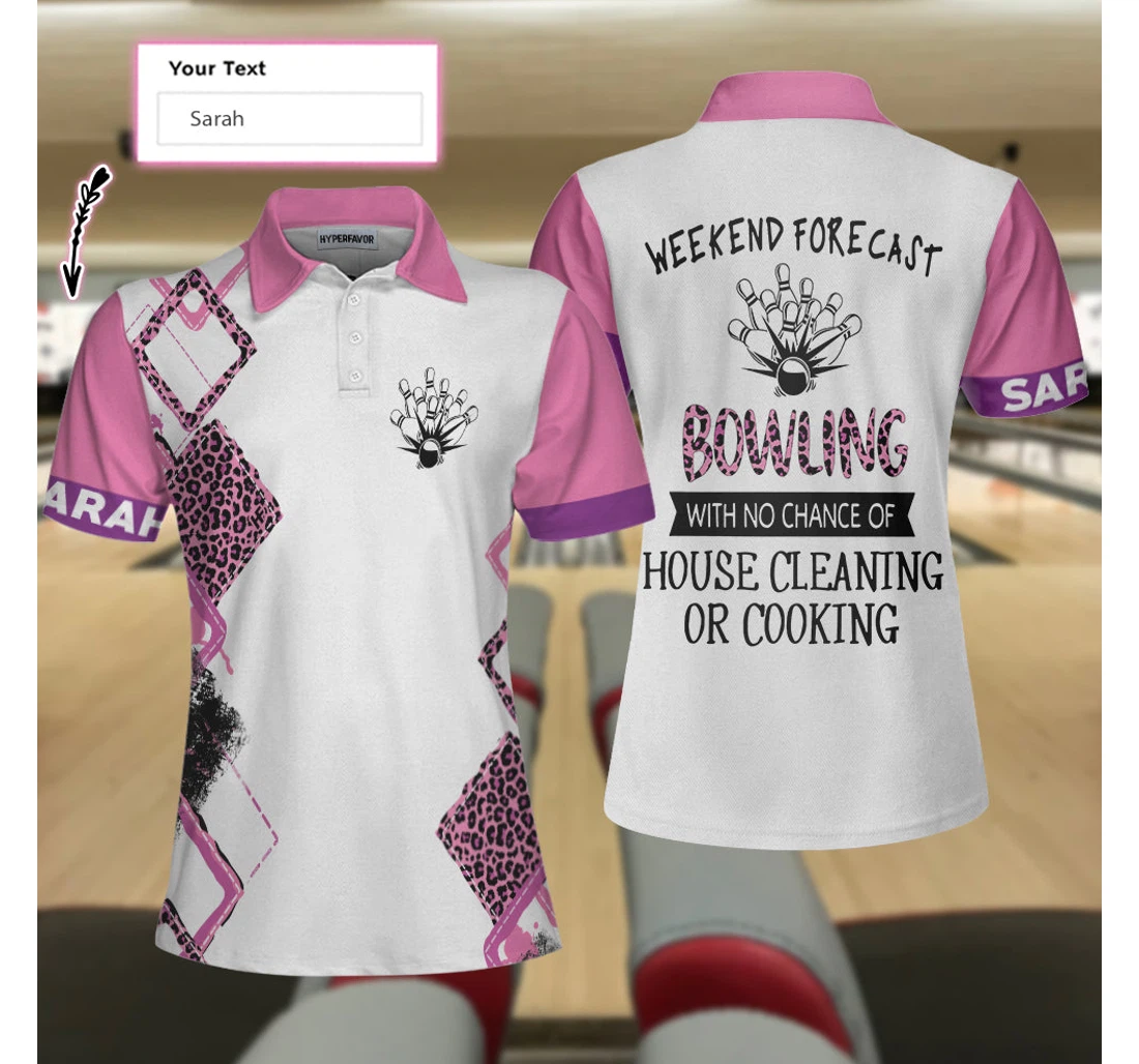 Bowling With No Chance Of House Cleaning Custom Pink Leopard Bowling - Best Bowling Gift For - Polo Shirt