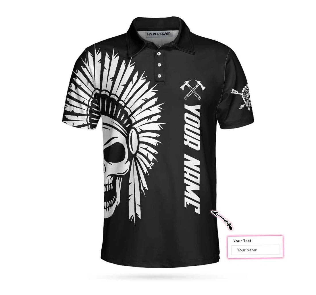 American Indian Skull Custom Personalized Skull Cherokee Print Design Native American - Polo Shirt