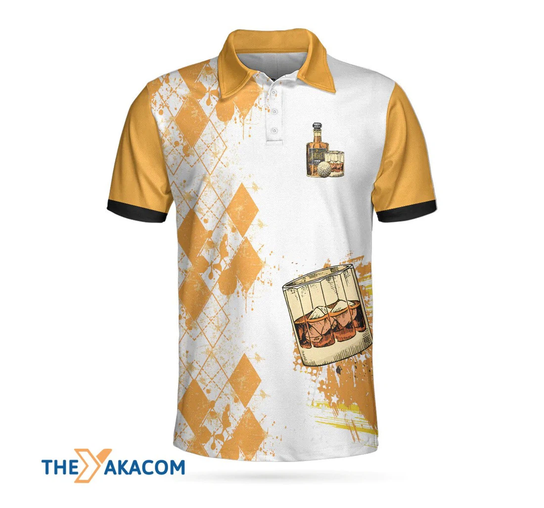Personalized Golf Drink Whisky And Take Naps Argyle Pattern Athletic Collared Men's Shirts - Polo Shirt