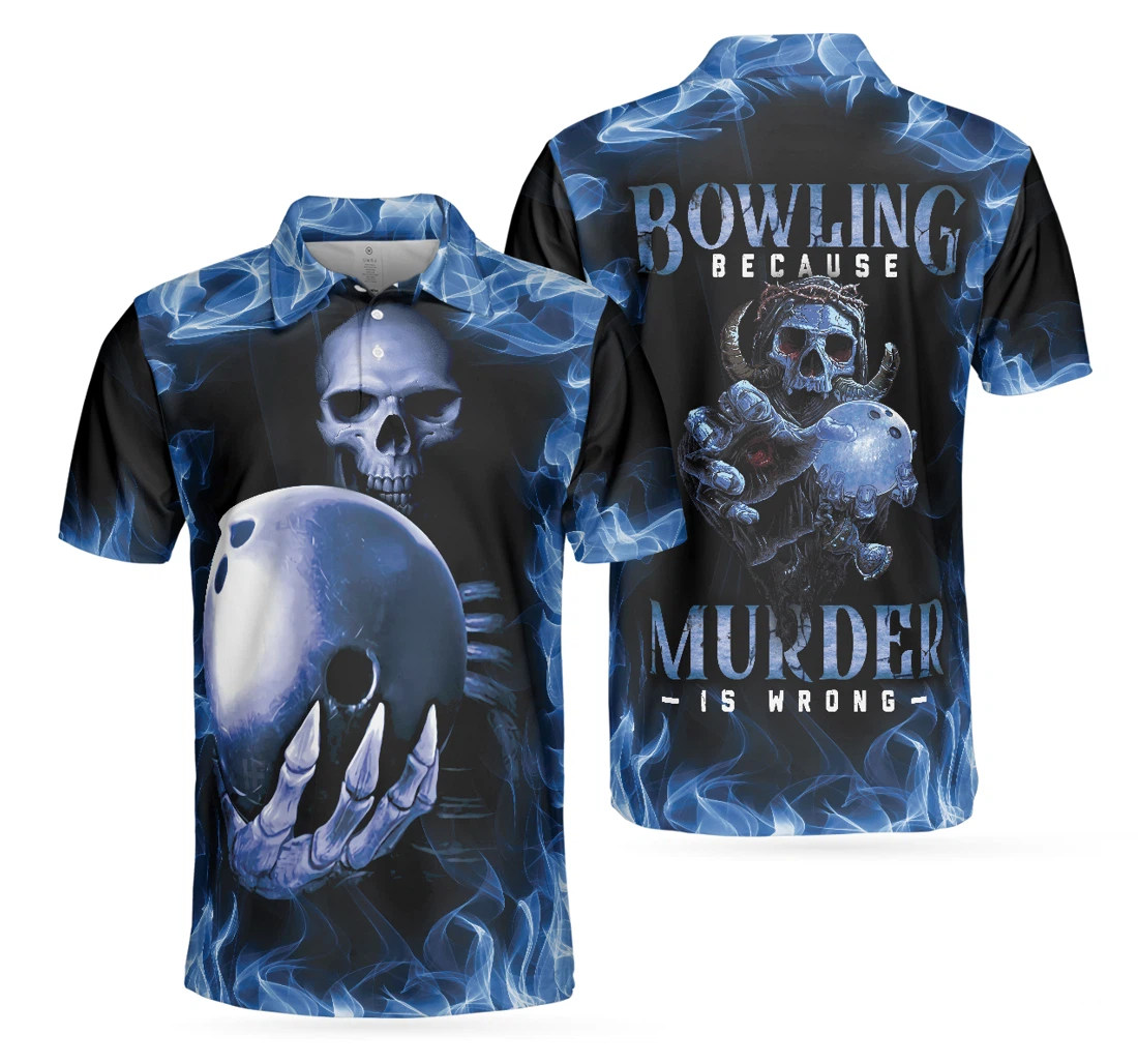 Bowling Murder Blue Flame Pattern Bowling Scary Skull Design For ...