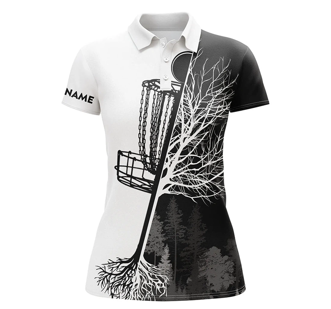 Disc Golf Custom Name Black White Disc Golf Basket Personalized Disc Golf Shirts Nqs4395 - Polo Shirt