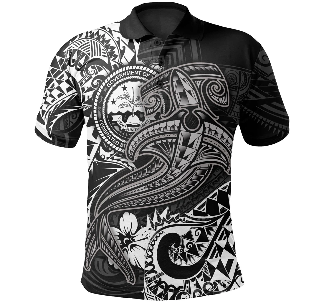 Personalized White Shark Polynesian Tattoo For Po1325 - Polo Shirt