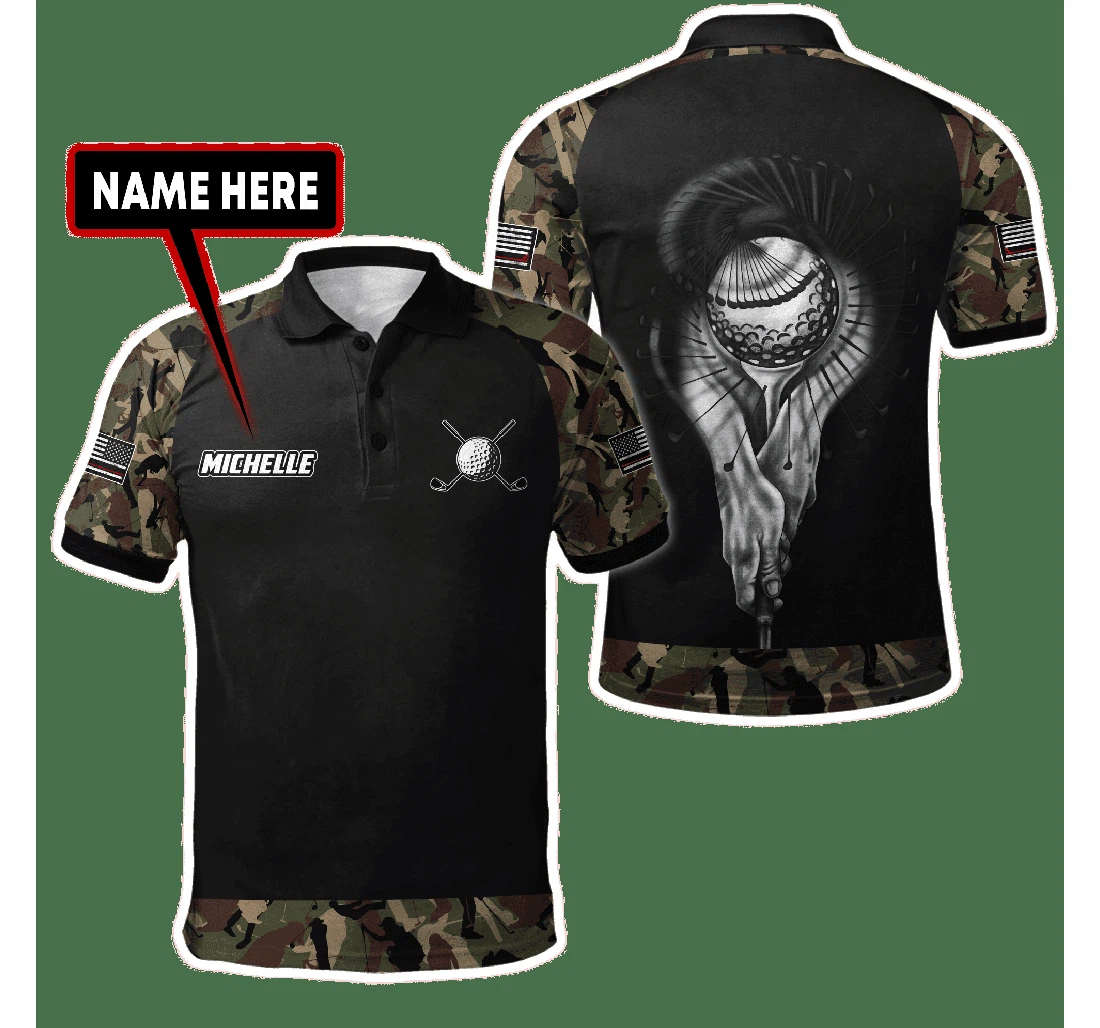 Amazing Born To Golf Balls Camo Custom Name For - Polo Shirt