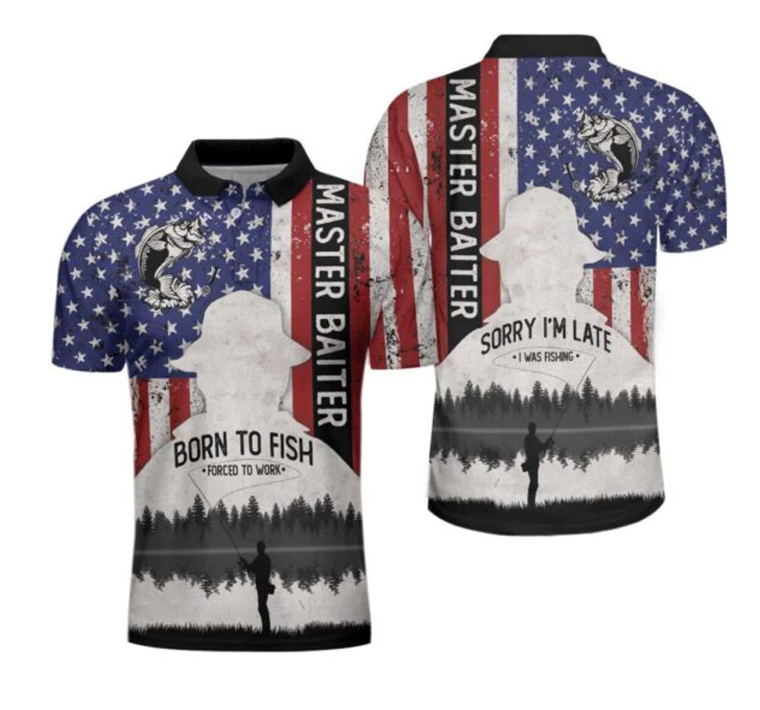 Personalized Master Baiter Fisherman Born To Fish American Angler For Po1908 - Polo Shirt