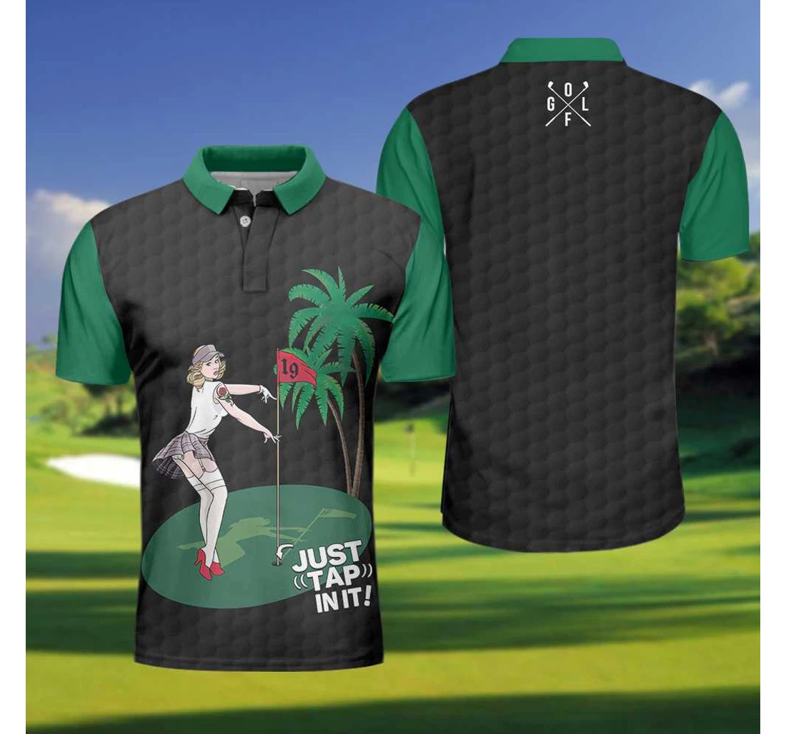 Personalized Just Tap In It Funny Black And Green Golf For Po1721 - Polo Shirt