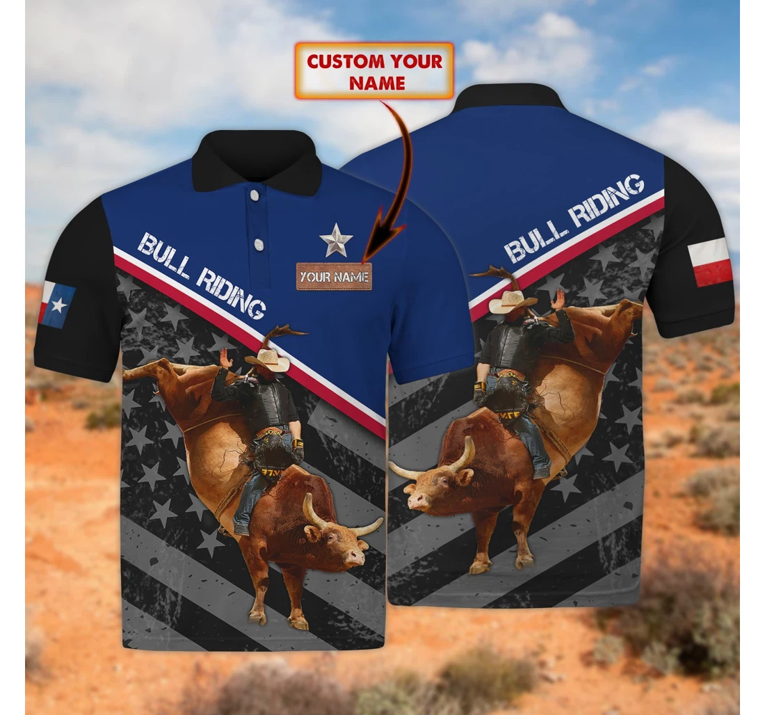 Bull Riding Custom Name For - Polo Shirt