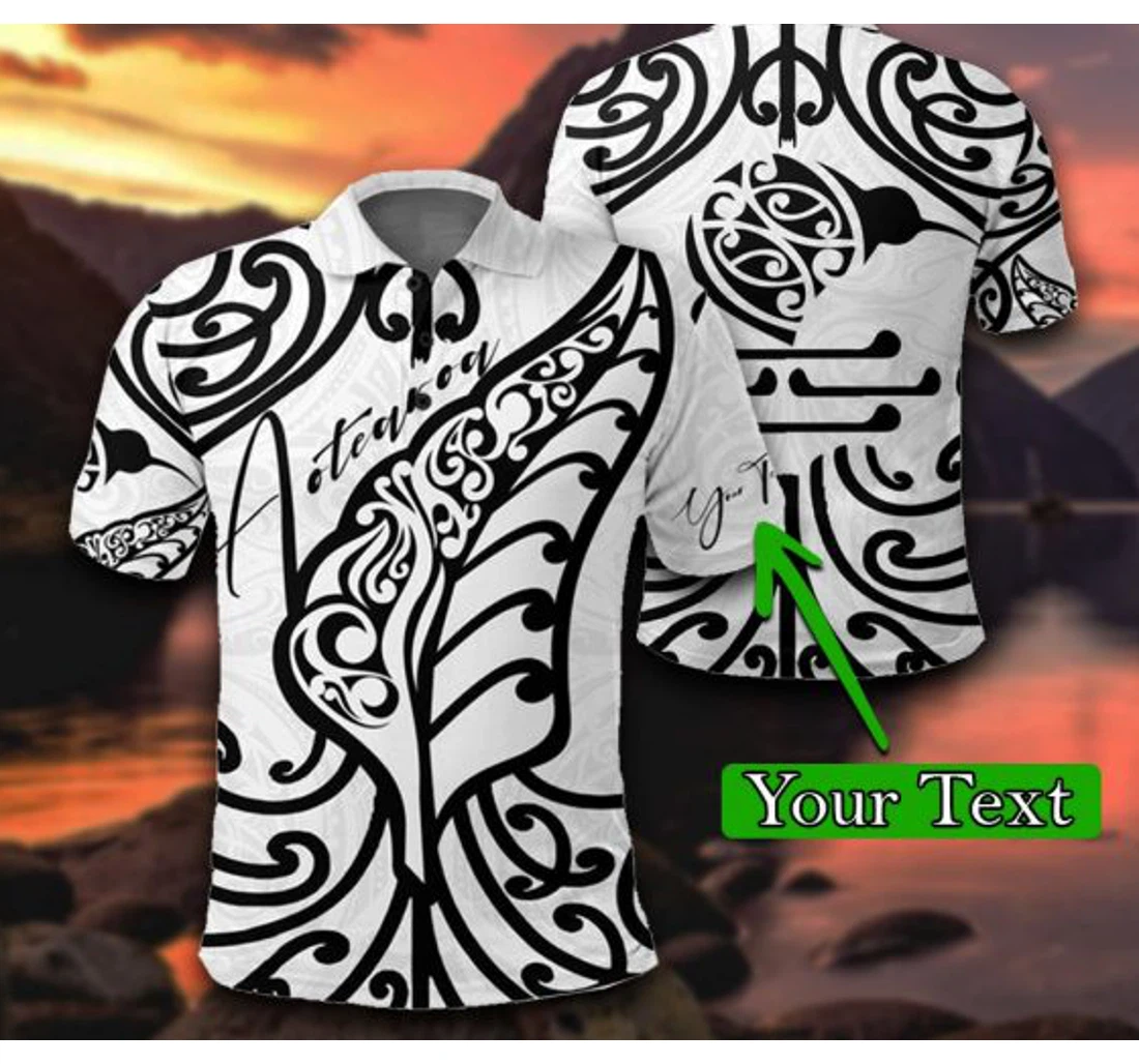 New Zealand Tribal Fern White Custom Name For - Polo Shirt