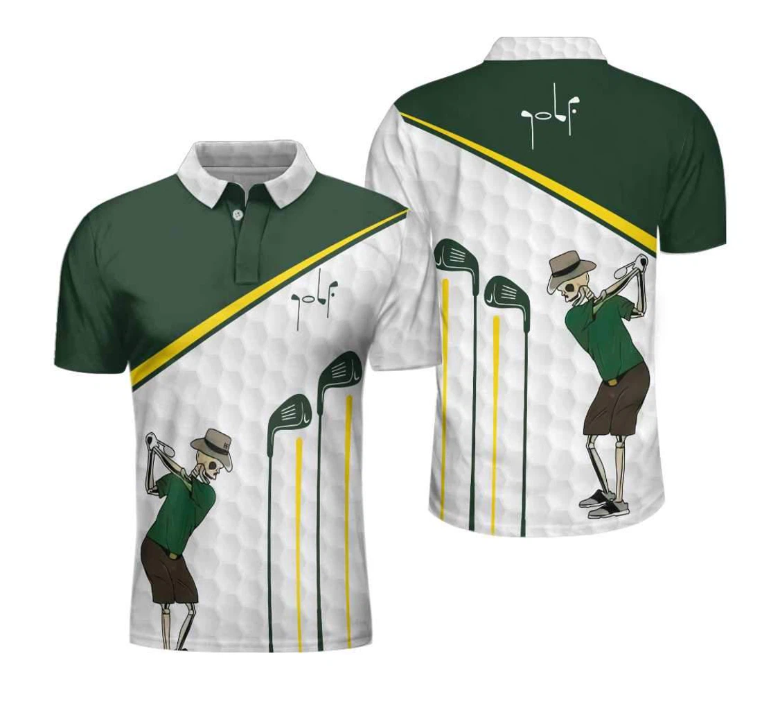 Personalized Golf Ball Texture Skull Golf Clubs For - Polo Shirt