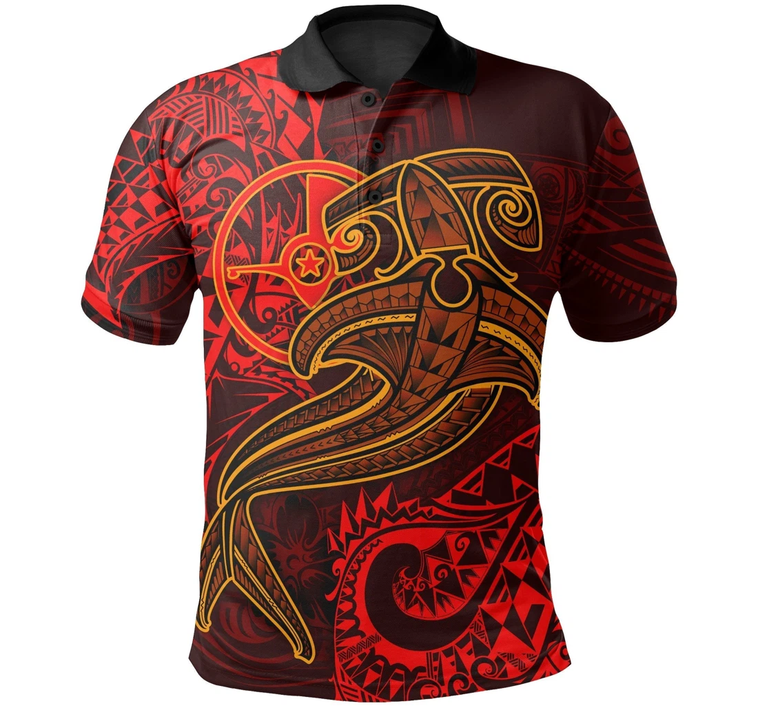 Personalized Red Shark Polynesian Tattoo For Po1321 - Polo Shirt