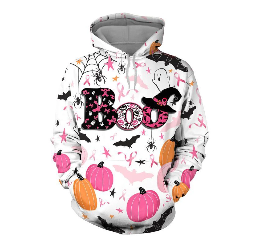Personalized Breast Cancer Awareness Boos Pumpkins Halloween Halloween - 3D Printed Pullover Hoodie
