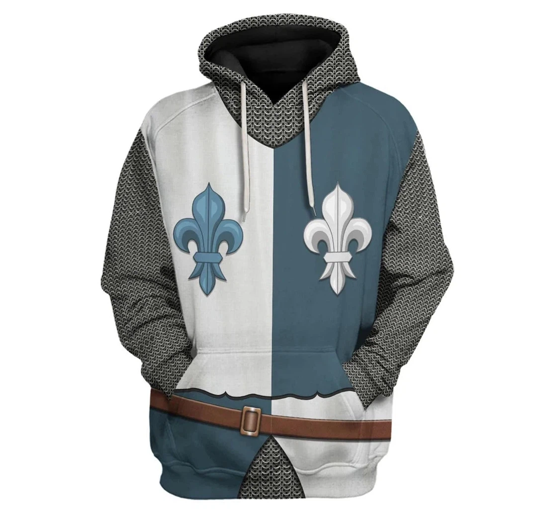 Personalized Historical French Knight Armor Cosplay - 3D Printed Pullover Hoodie