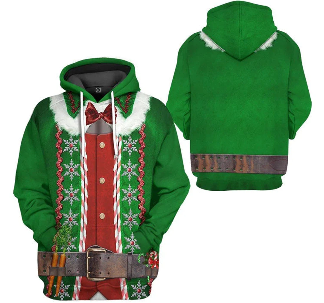 Personalized Christmas Elf Elf Christmas Elf Green - 3D Printed Pullover Hoodie