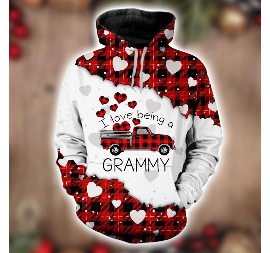Personalized I Love Being A Grammy Red Buffalo Truck Christmas Christmas Christmas - 3D Printed Pullover Hoodie