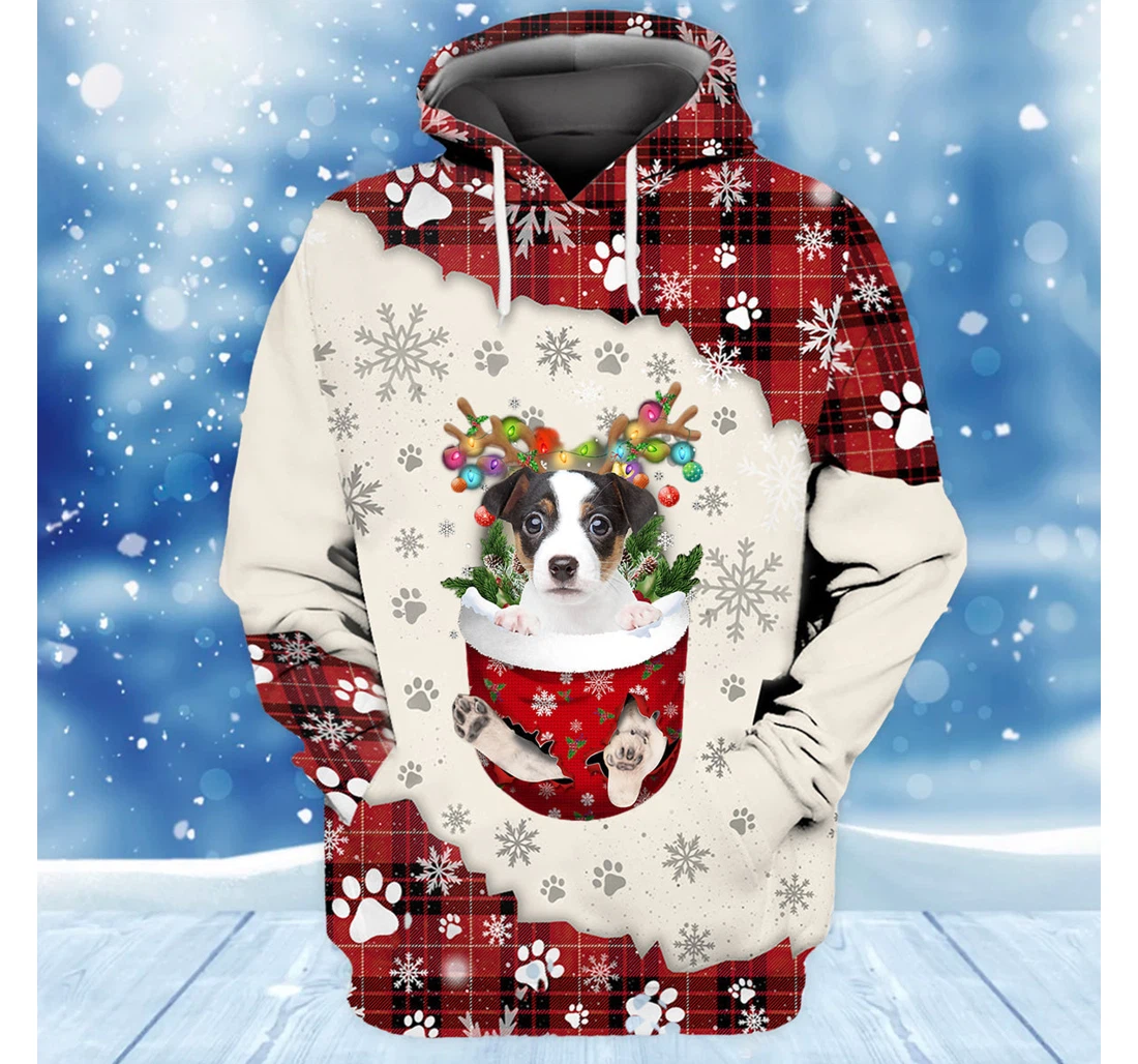 Personalized Jack Russell Terrier In Snow Merry Christmas Christmas Christmas - 3D Printed Pullover Hoodie