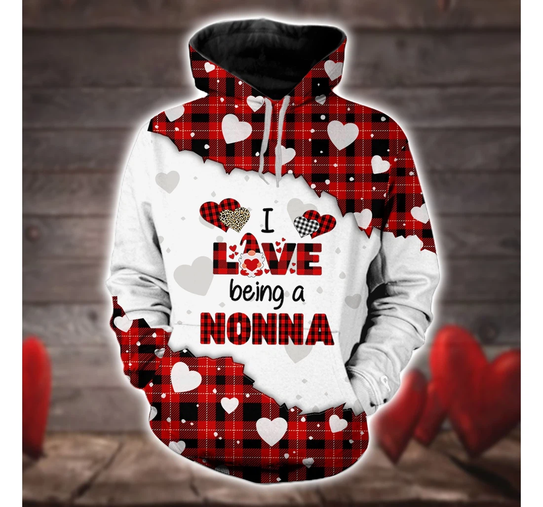Personalized I Love Being A Nonna Leopard Red Buffalo Christmas Christmas Christmas - 3D Printed Pullover Hoodie