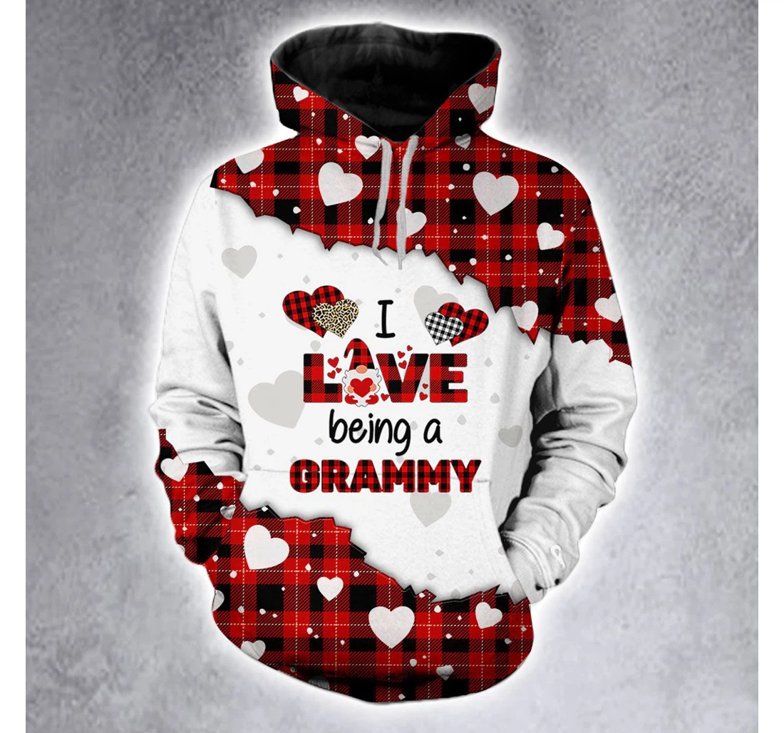 Personalized I Love Being A Grammy Leopard Red Buffalo Christmas Christmas Christmas - 3D Printed Pullover Hoodie