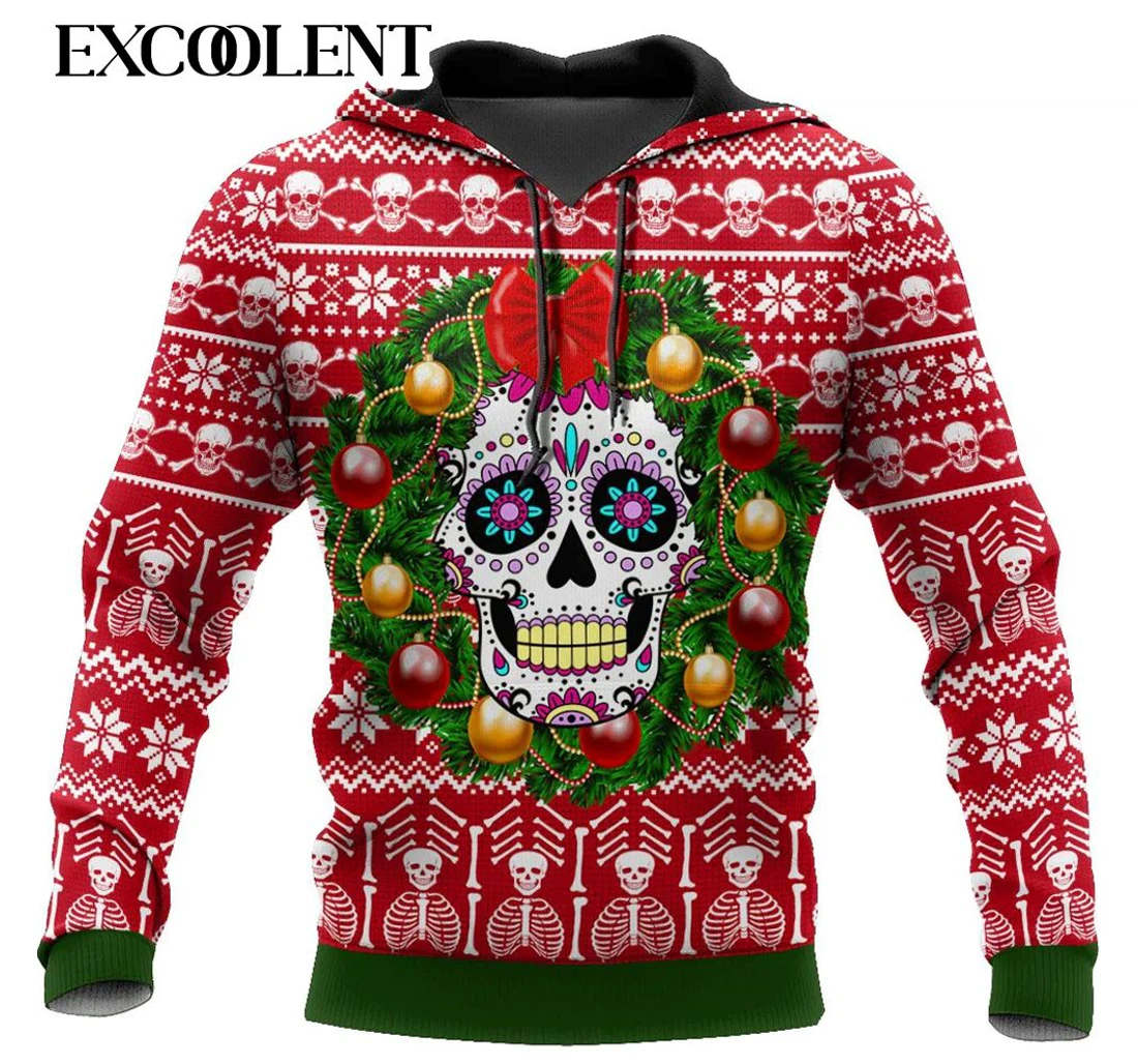 Personalized Skull Merry Christmas Christmas Christmas - 3D Printed Pullover Hoodie