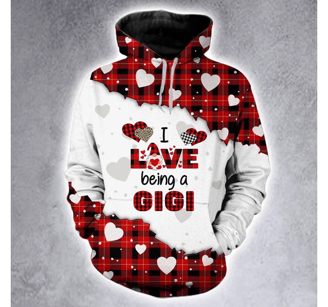 Personalized I Love Being A Gigi Leopard Red Buffalo Christmas Christmas Christmas - 3D Printed Pullover Hoodie