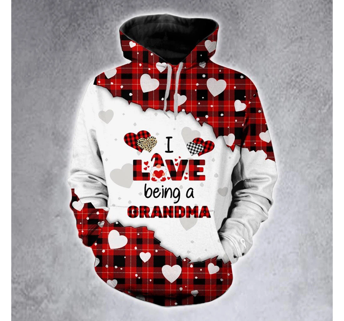 Personalized I Love Being A Grandma Leopard Red Buffalo Christmas Christmas Christmas - 3D Printed Pullover Hoodie