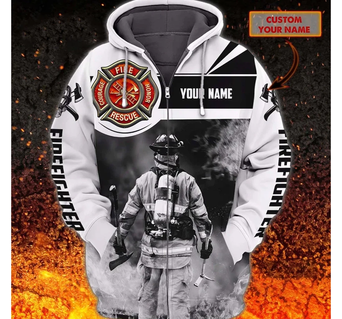 Personalized Zip Hoodie - Firefighter Firefighter Fireman - 3D Printed ...