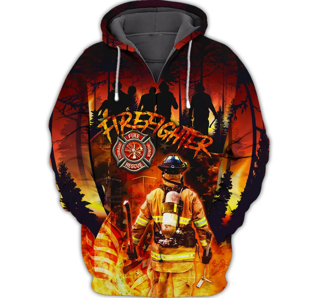 Personalized Zip Hoodie - Firefighter Firefighter Birthday Fireman Firefighter Birthday - 3D Printed