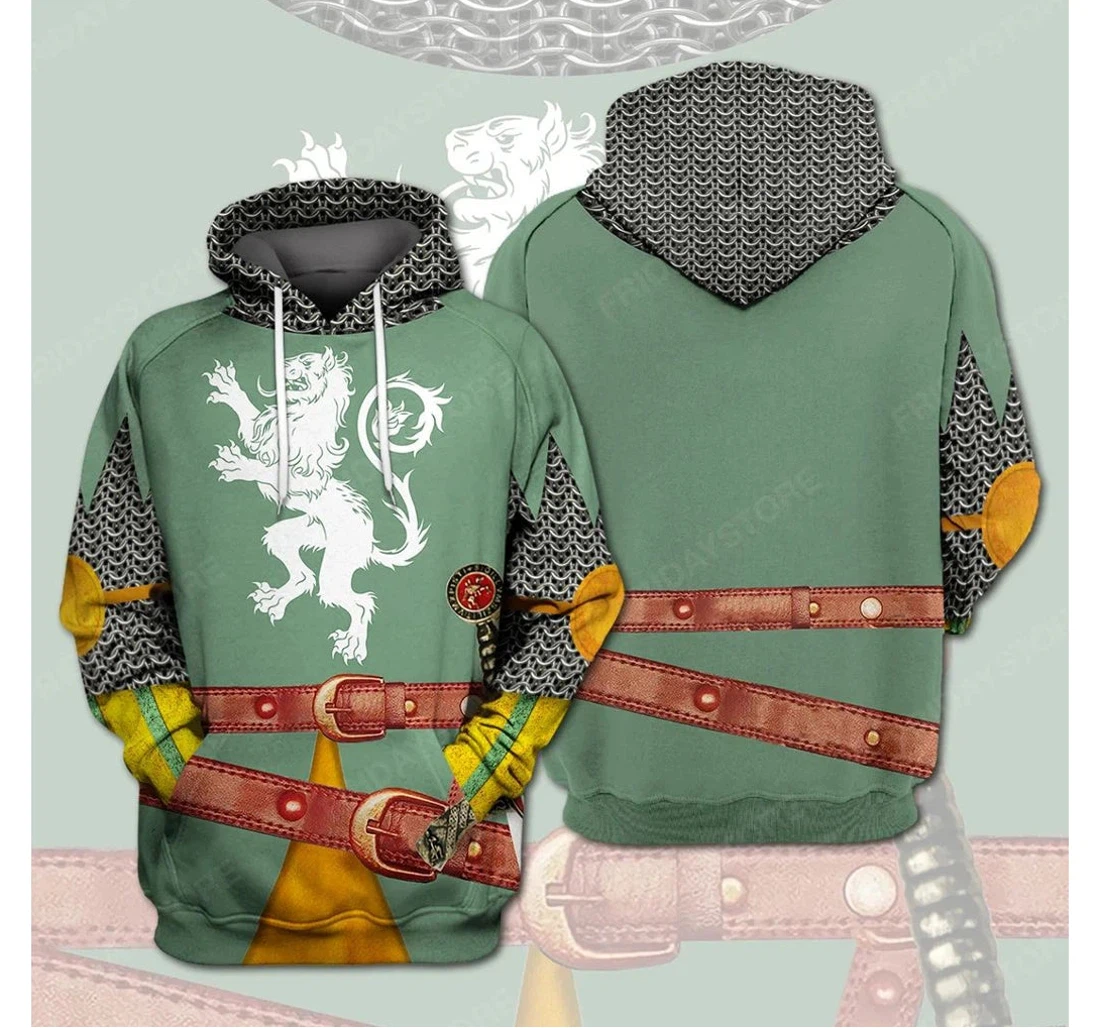 Personalized Men's Historical Medieval Knight Cosplay - 3D Printed Pullover Hoodie