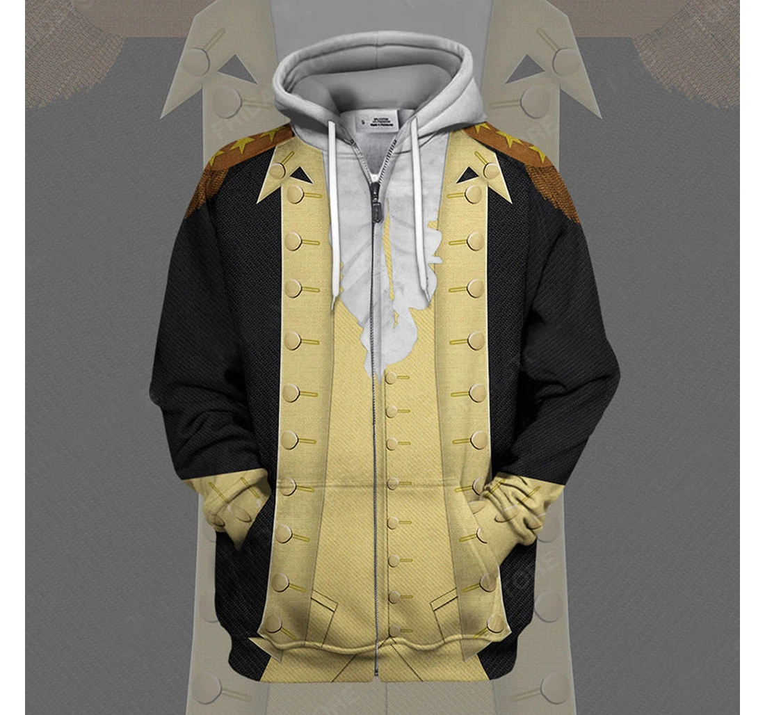 Zip Hoodie - Cosplay George Washington Men's Historical Custom George Washington - 3D Printed