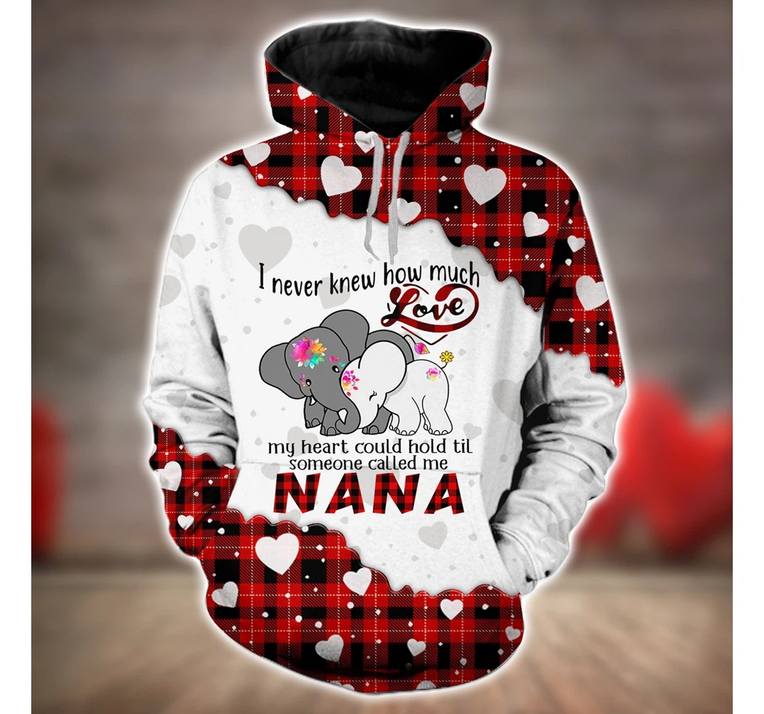 Personalized Never Knew How Much Love Elephant Nana Christmas Christmas Christmas - 3D Printed Pullover Hoodie