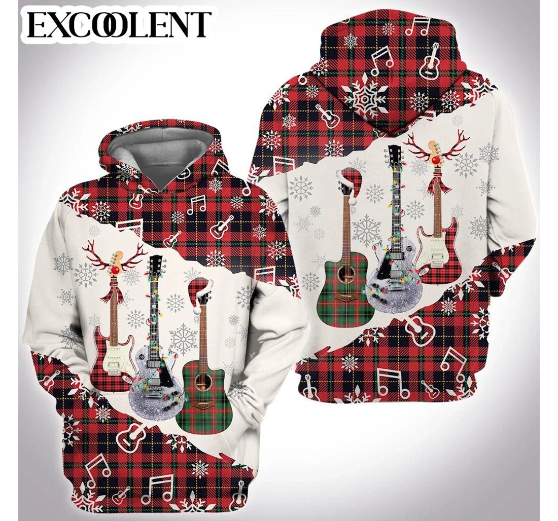 Personalized Guitar Christmas Christmas Christmas - 3D Printed Pullover Hoodie