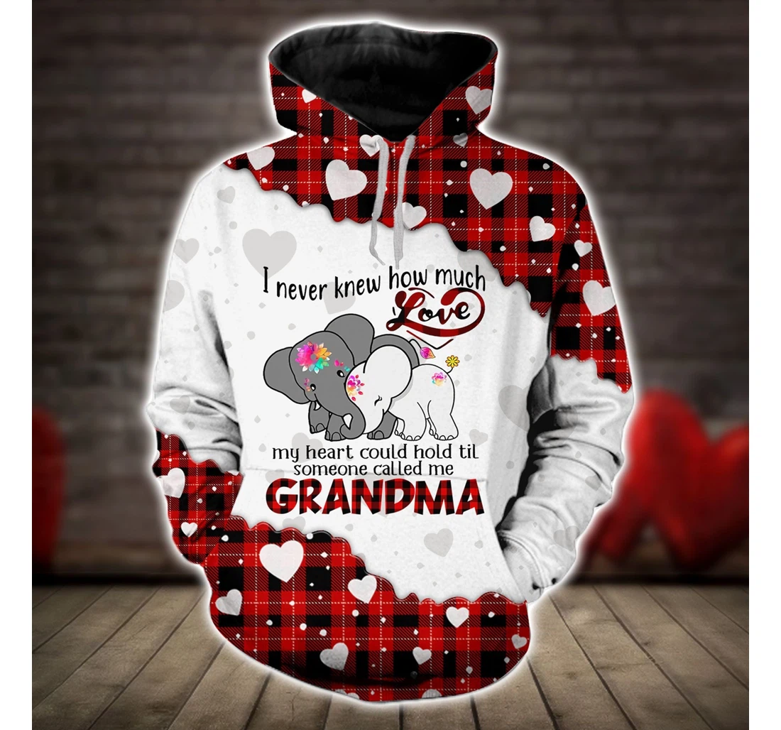 Personalized Never Knew How Much Love Elephant Grandma Christmas Christmas Christmas - 3D Printed Pullover Hoodie
