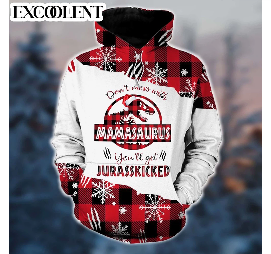 Personalized Mamasaurus Christmas Christmas Christmas - 3D Printed Pullover Hoodie