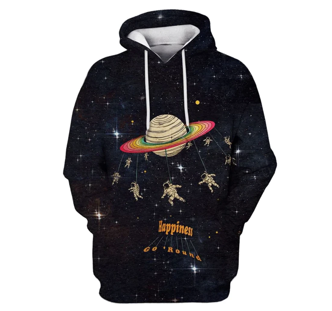 Personalized Astronaut Happiness Go Around Outer Space Astronaut Family Astronaut - 3D Printed Pullover Hoodie