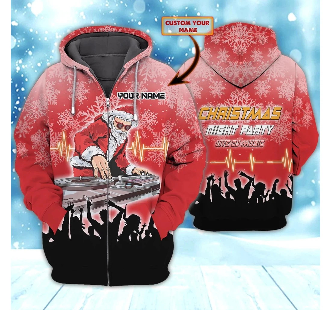 Personalized Merry Christmas Dj Christmas Christmas Music Lover - 3D Printed Pullover Hoodie
