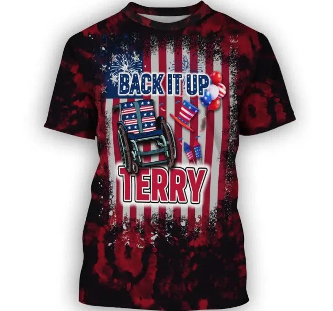 Personalized Independence Day Back Up Terry American - 3D Printed T-shirt