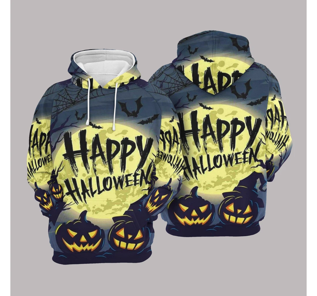 Personalized Happy Halloween Pumpkin Angry Halloween - 3D Printed Pullover Hoodie