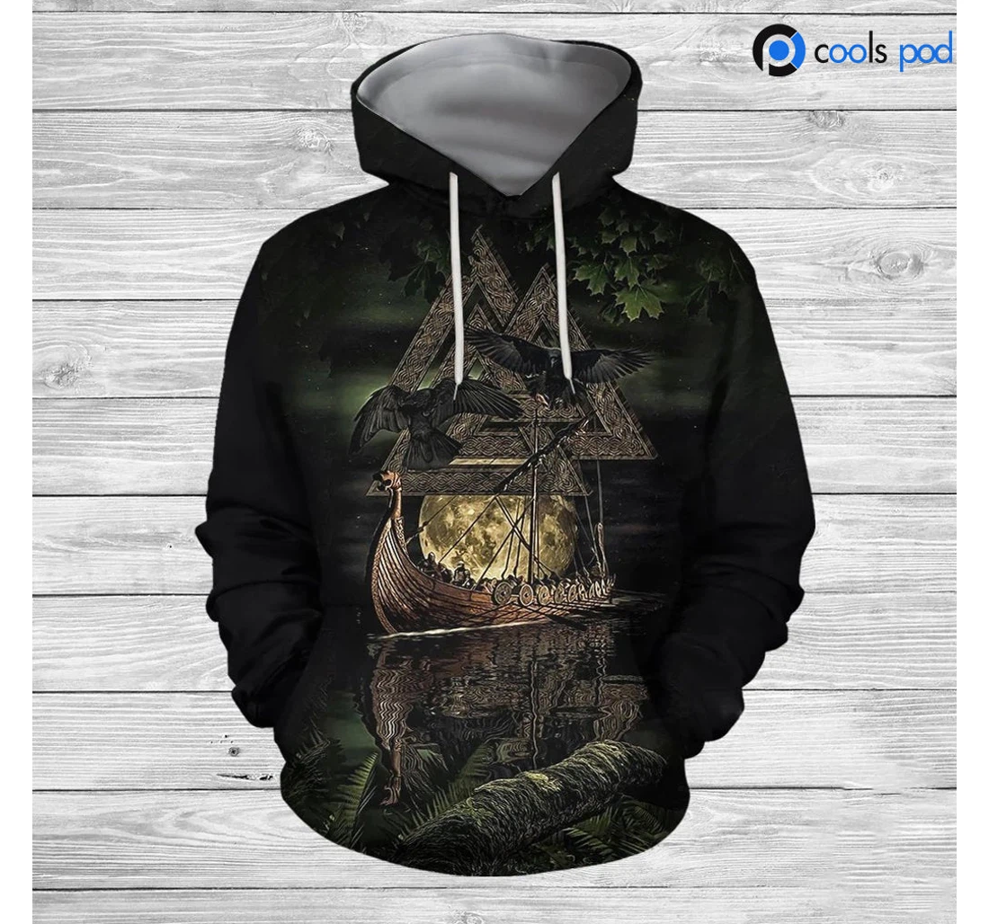 Personalized Viking Ship Viking Adults - 3D Printed Pullover Hoodie