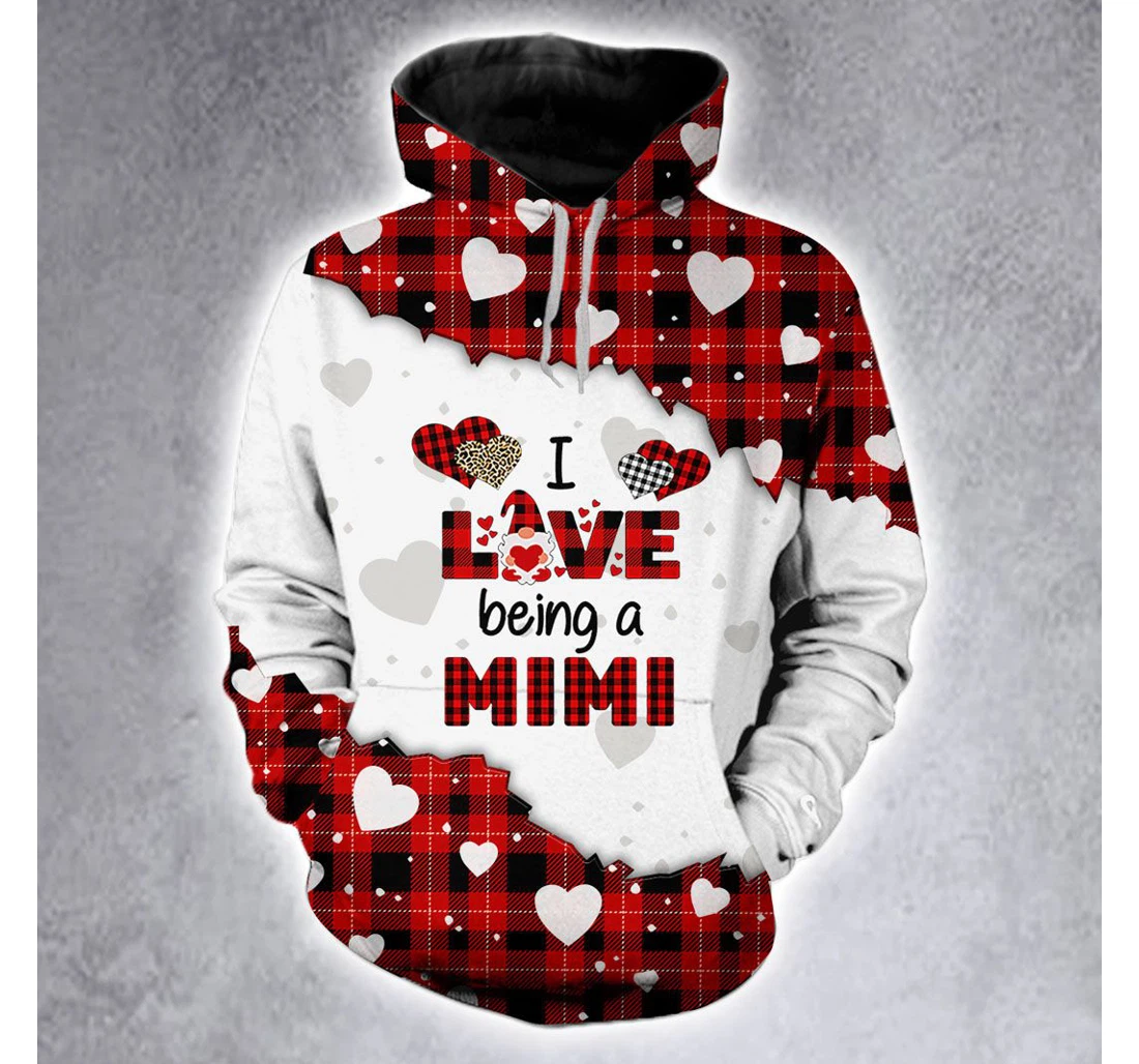 Personalized I Love Being A Mimi Leopard Red Buffalo Christmas Christmas Christmas - 3D Printed Pullover Hoodie