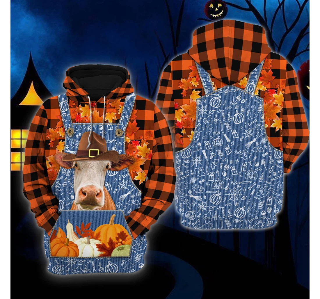Personalized Halloween Hereford Orange Halloween Farmer - 3D Printed Pullover Hoodie