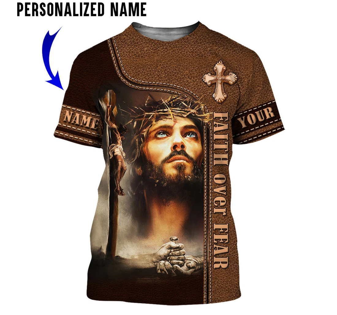 Custom Name Jesus Portrait The Life Of Jesus Zipped Jesus Jesus Christian - 3D Printed T-shirt