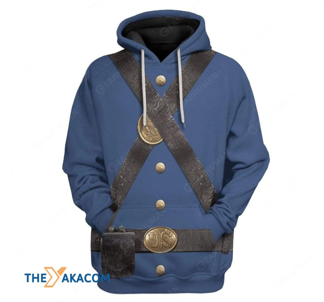 Custom Union Infantry Uniform In Civil War Coat - 3D Printed Pullover Hoodie