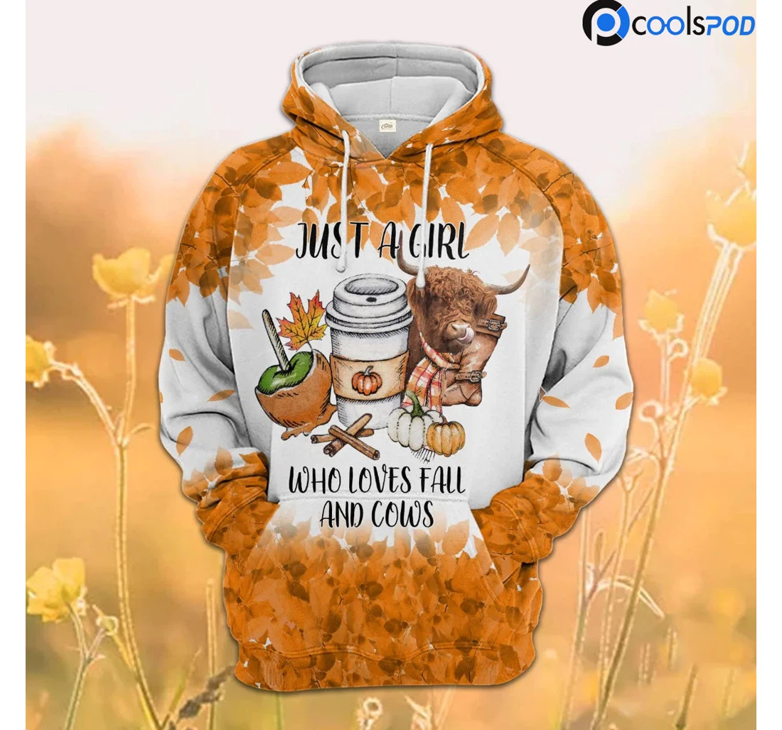 Personalized Highland Her Just A Girl Who Loves Fall Cows Farm - 3D Printed T-shirt