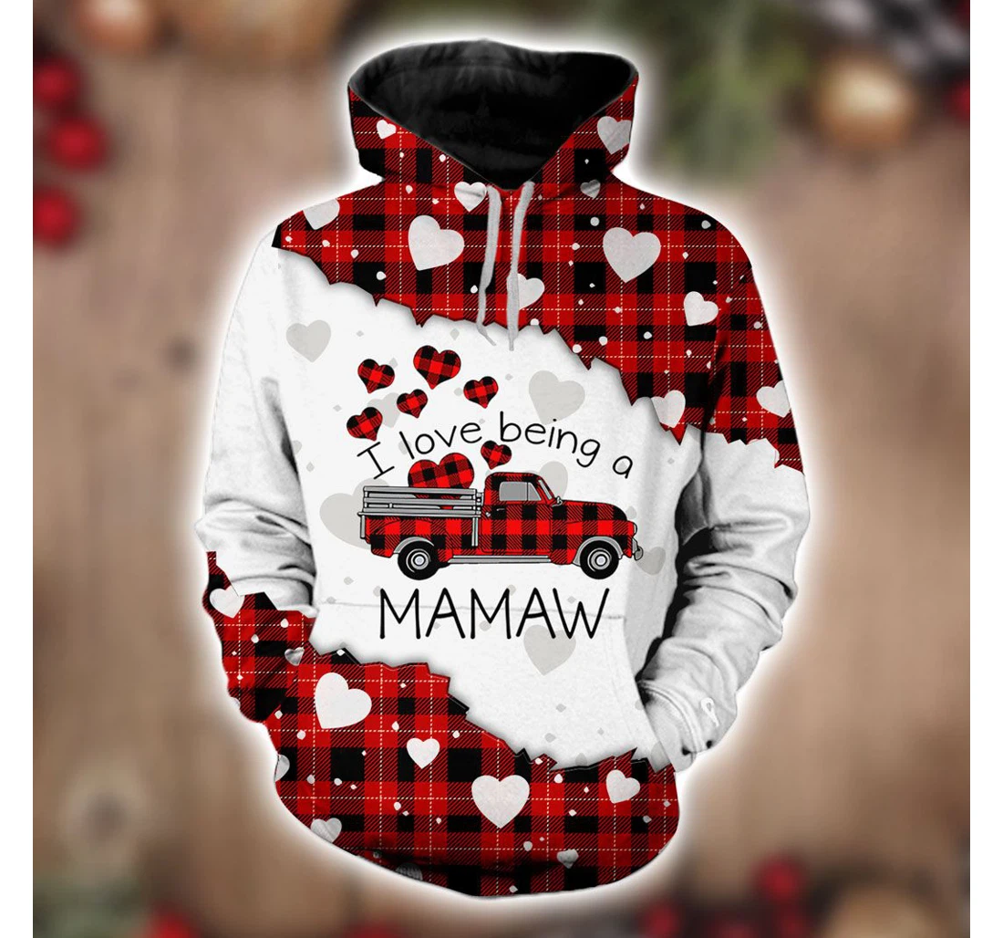 Personalized I Love Being A Mawmaw Red Buffalo Truck Christmas Christmas Christmas - 3D Printed Pullover Hoodie