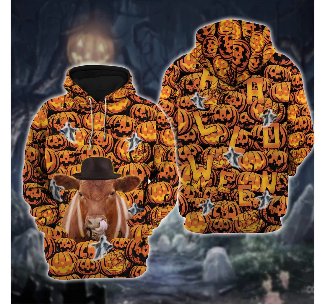 Personalized Red Angus Cattle Halloween Halloween Cattle Lover - 3D Printed Pullover Hoodie