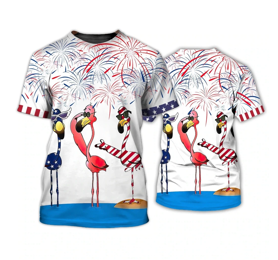 Personalized Independence Day Is Coming Flamingo Bomber Pride American Strong - 3D Printed T-shirt