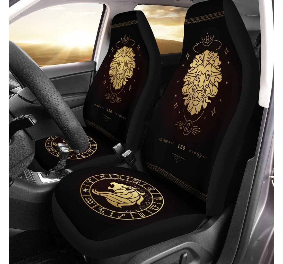 Leo Horoscope Custom Birthday Gifts Universal Front Car Seat Cover