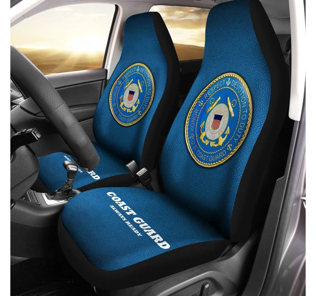 Uscg Emblem United States Coast Guard Interior Universal Front Car Seat Cover