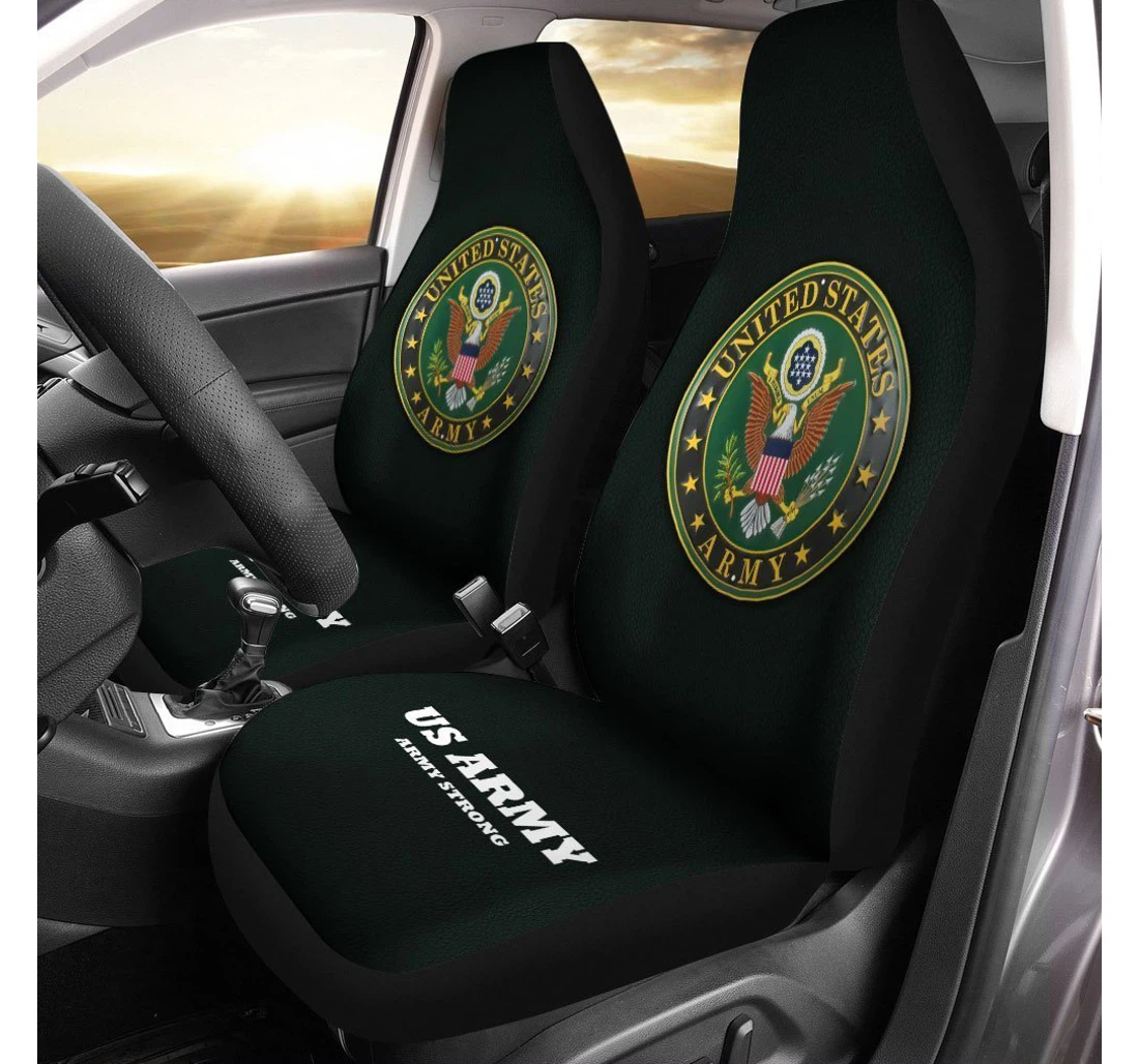 U S Army Emblem Custom For Veteran Patriotic Gifts Universal Front Car Seat Cover