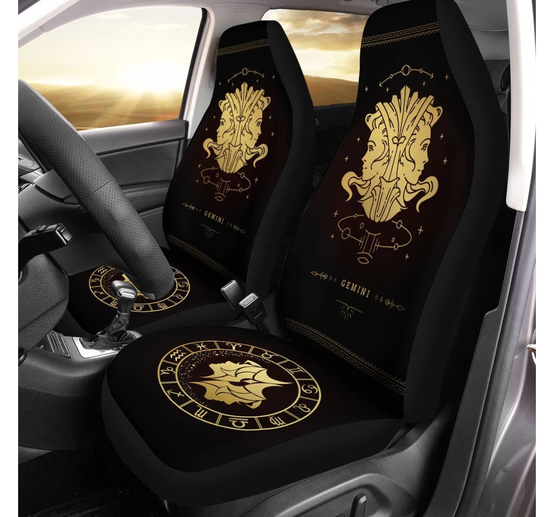 Gemini Horoscope Custom Birthday Gifts Universal Front Car Seat Cover